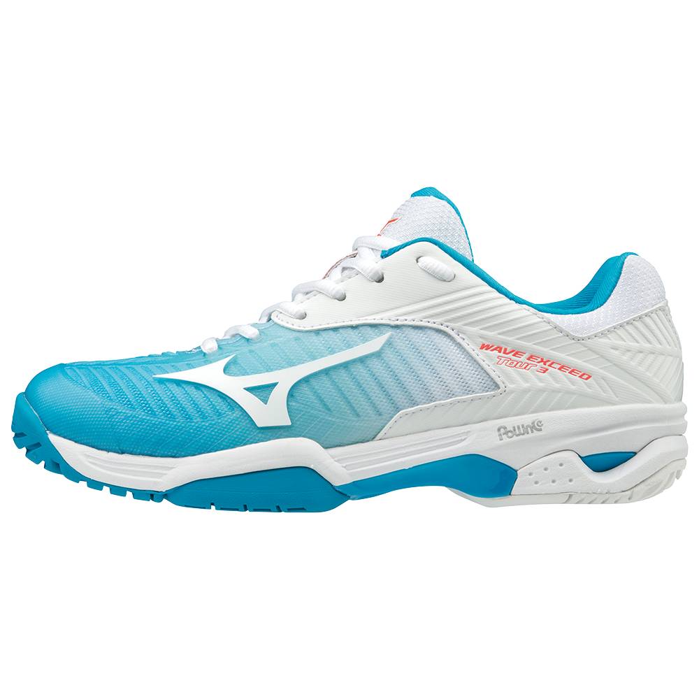 Mizuno Women's Wave Exceed Tour 3 AC Tennis Shoes Blue/Coral (550002-XAC)